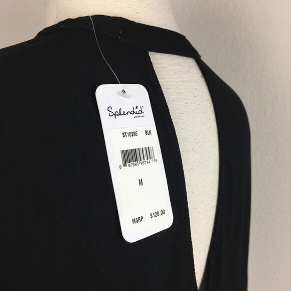 Splendid Black Cut Out Back  Button Down  Short Sleeve NWT Top Medium - Picture 8 of 8